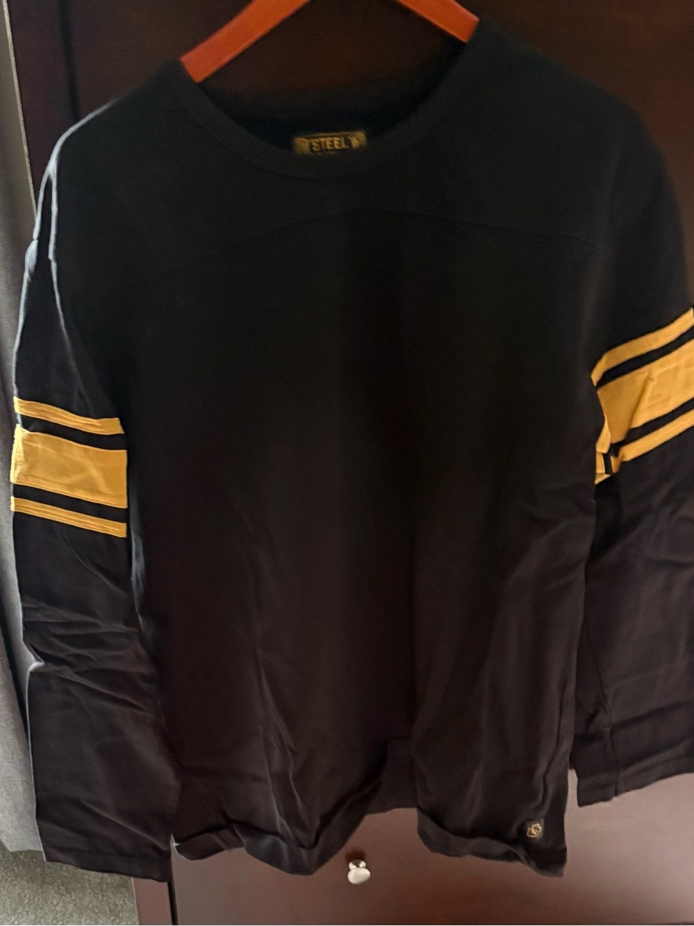 Steel City Black Heavy Cotton shirt with Yellow stripes
